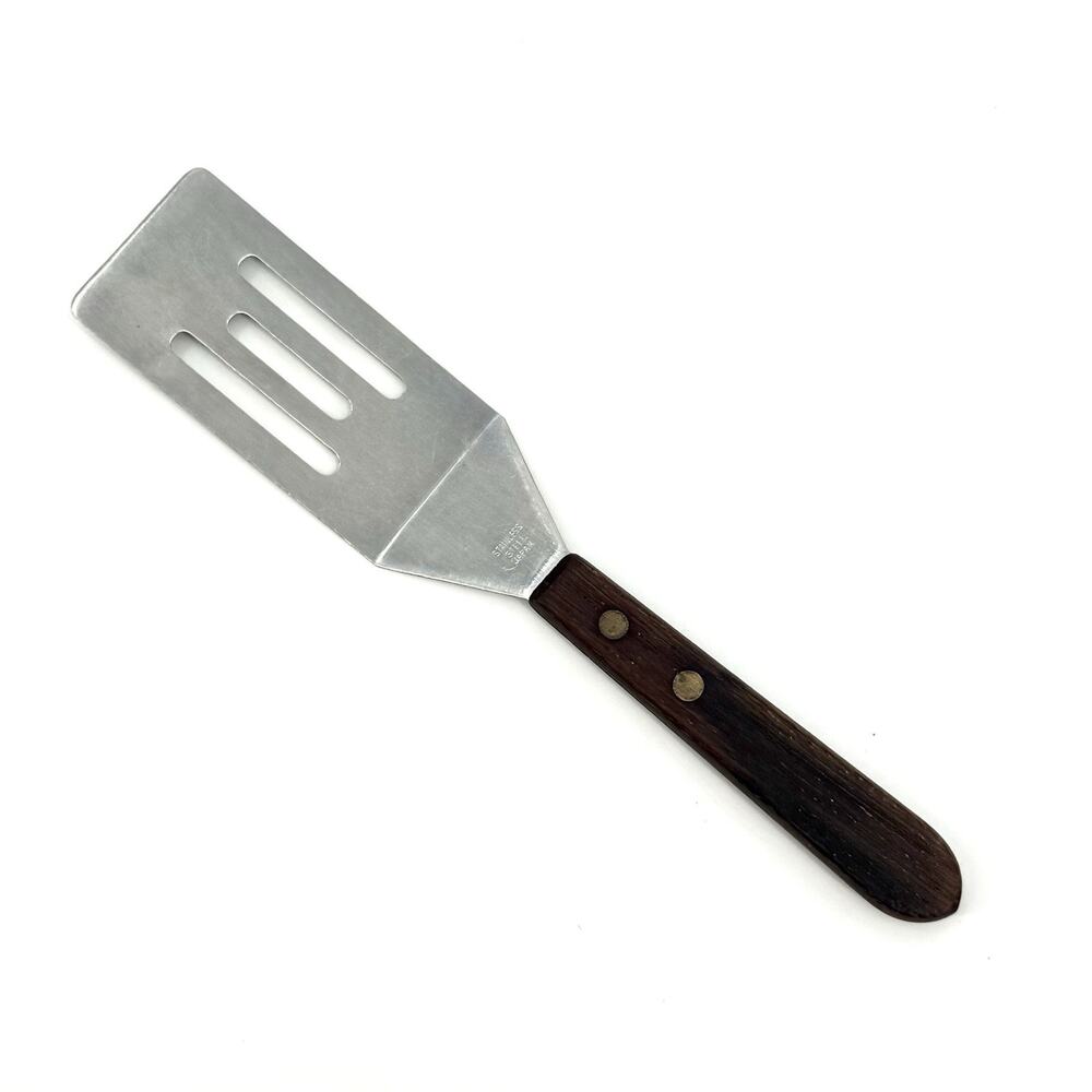 Mini 8 inch Spatula Stainless Steel Made In Japan Wooden Handle Vintage
